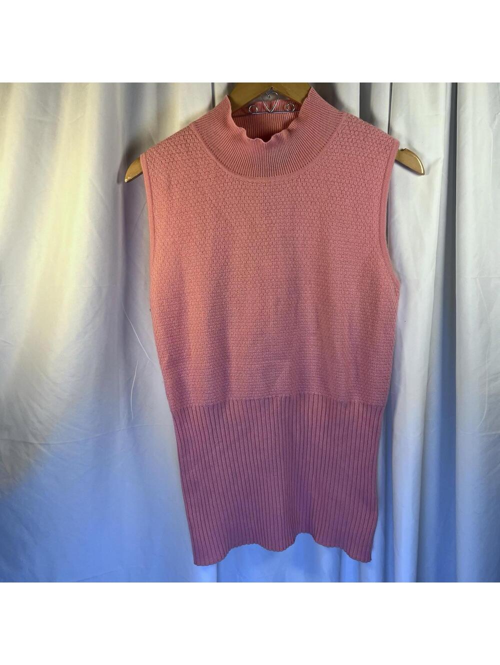 NWT St. John Coral Womens Knit Mock Neck Tank Shell 100% Cashmere Med